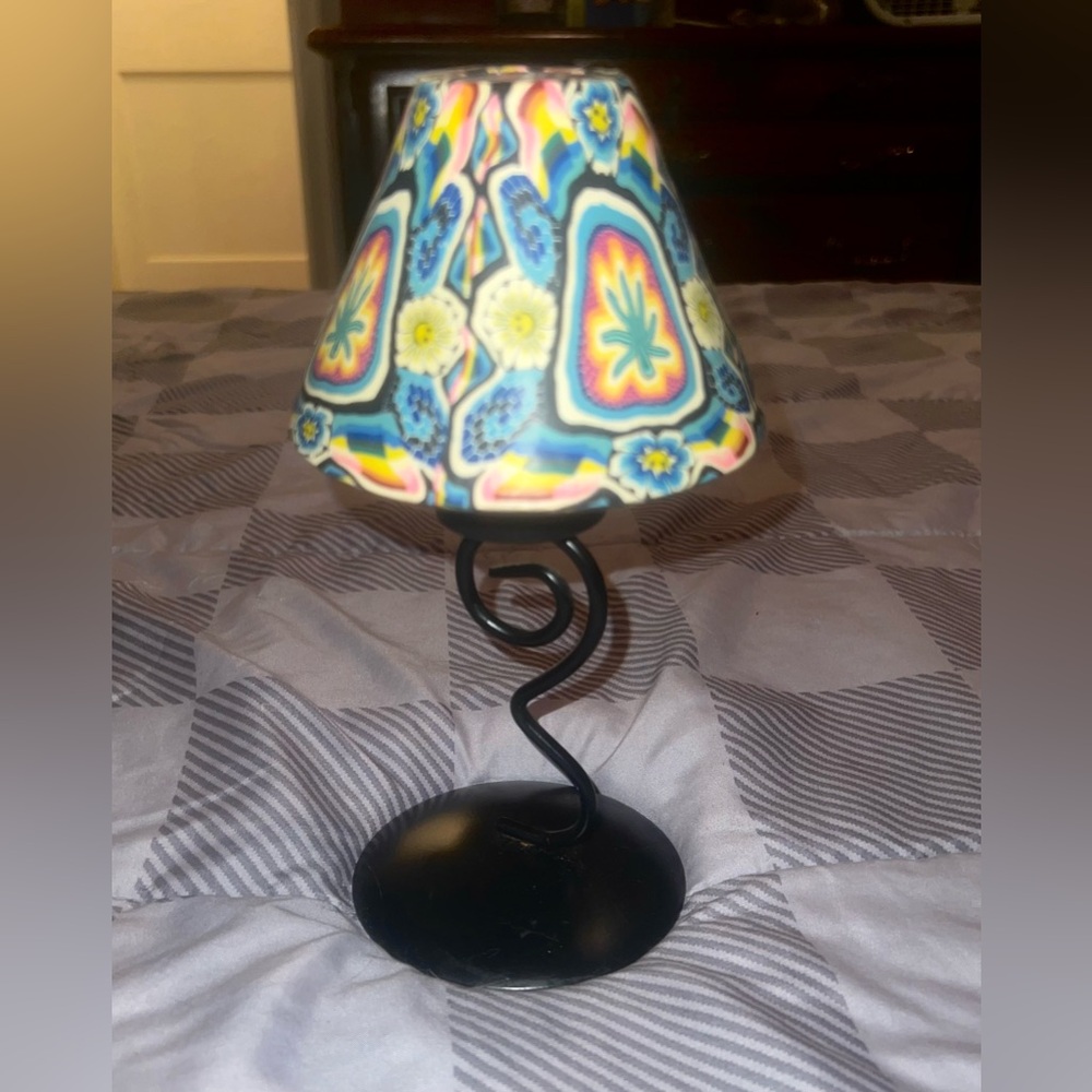 Hippie Glass Hand Painted Table Candle Holder